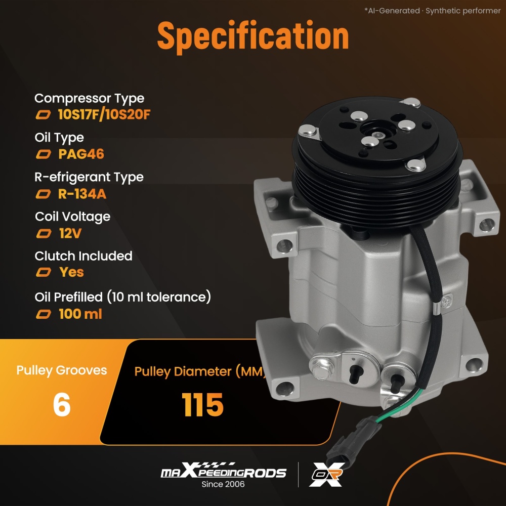 Compatible for AC Compressor compatible for Cadillac DeVille Seville 4.6L V8 2000-2005 CO28000C 10S17F