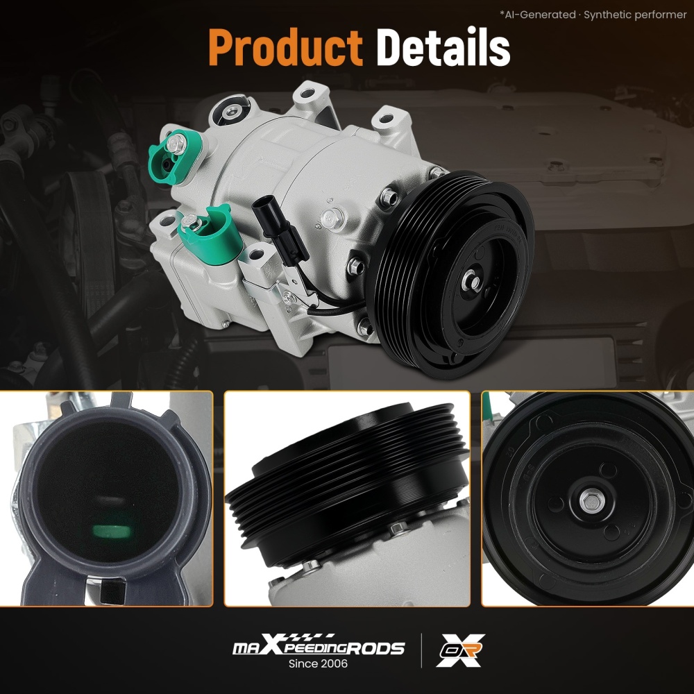 Compatible for AC A/C Compressor w/ Clutch compatible for Hyundai Sonata 2.4L 3.3L 2006 2007 2008 CO10916C