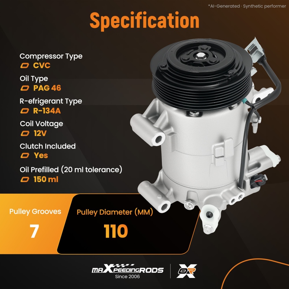 Air Conditioning Compressor compatible for Honda Civic 2.0L L4 2016-2021 CO-29272C PAG46