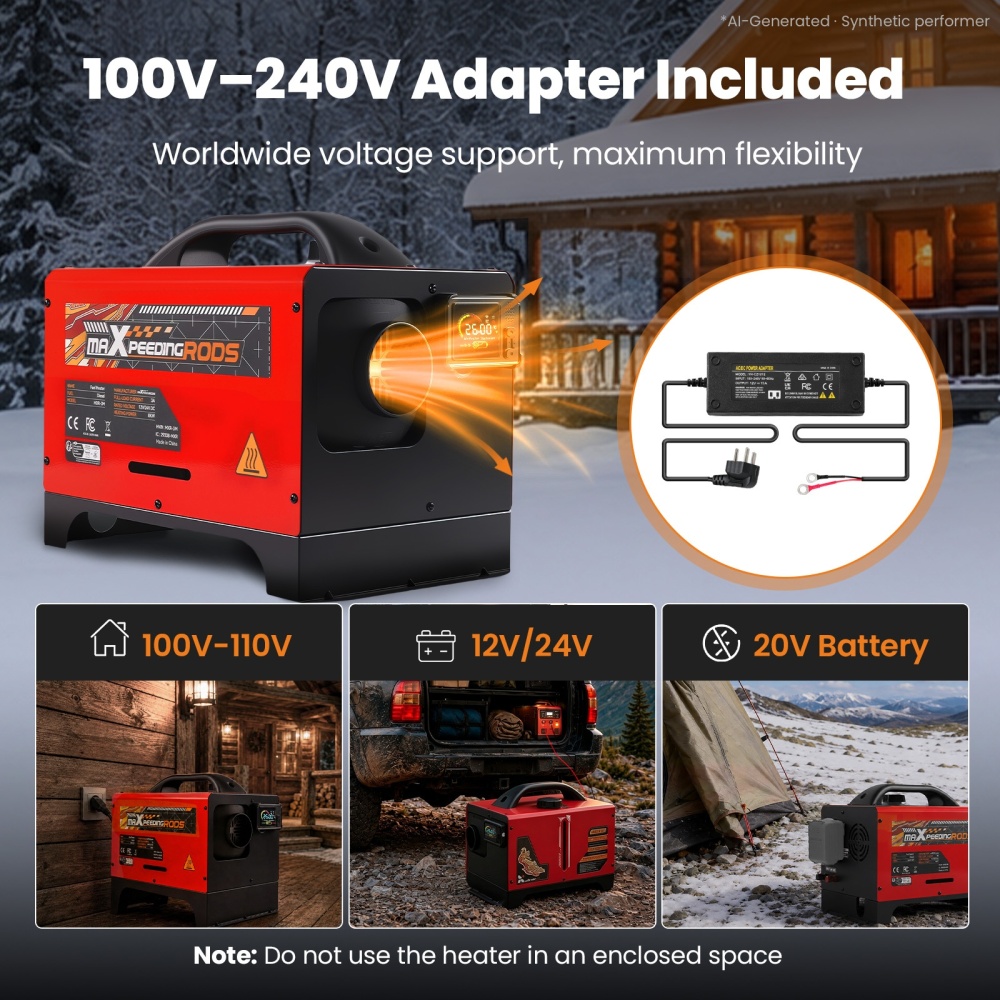 8KW Air Diesel Heater App Control Power Adapter For Cars Boats+Wireless Startup