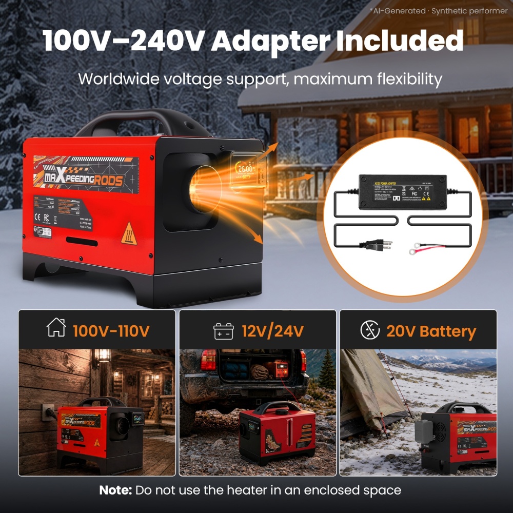 Diesel Air Heater 8KW Bluetooth App Control LCD W/100-240V AdapterFor Car RV
