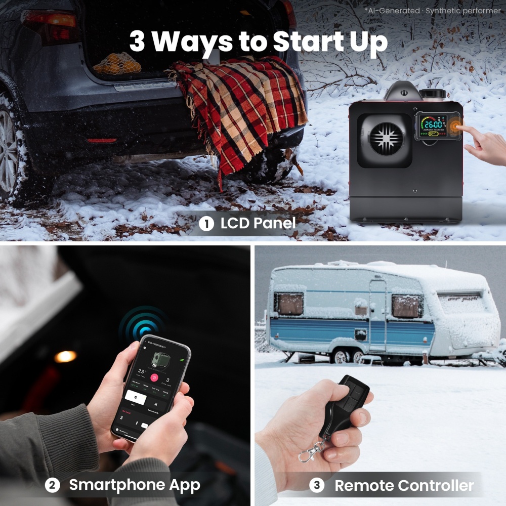 8000W 12/24V Portable Diesel Heater compatible for Smart Control for Camping Log Cabin Home