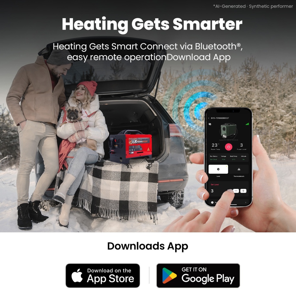 8000W 12/24V Portable Diesel Heater compatible for Smart Control for Camping Log Cabin Home