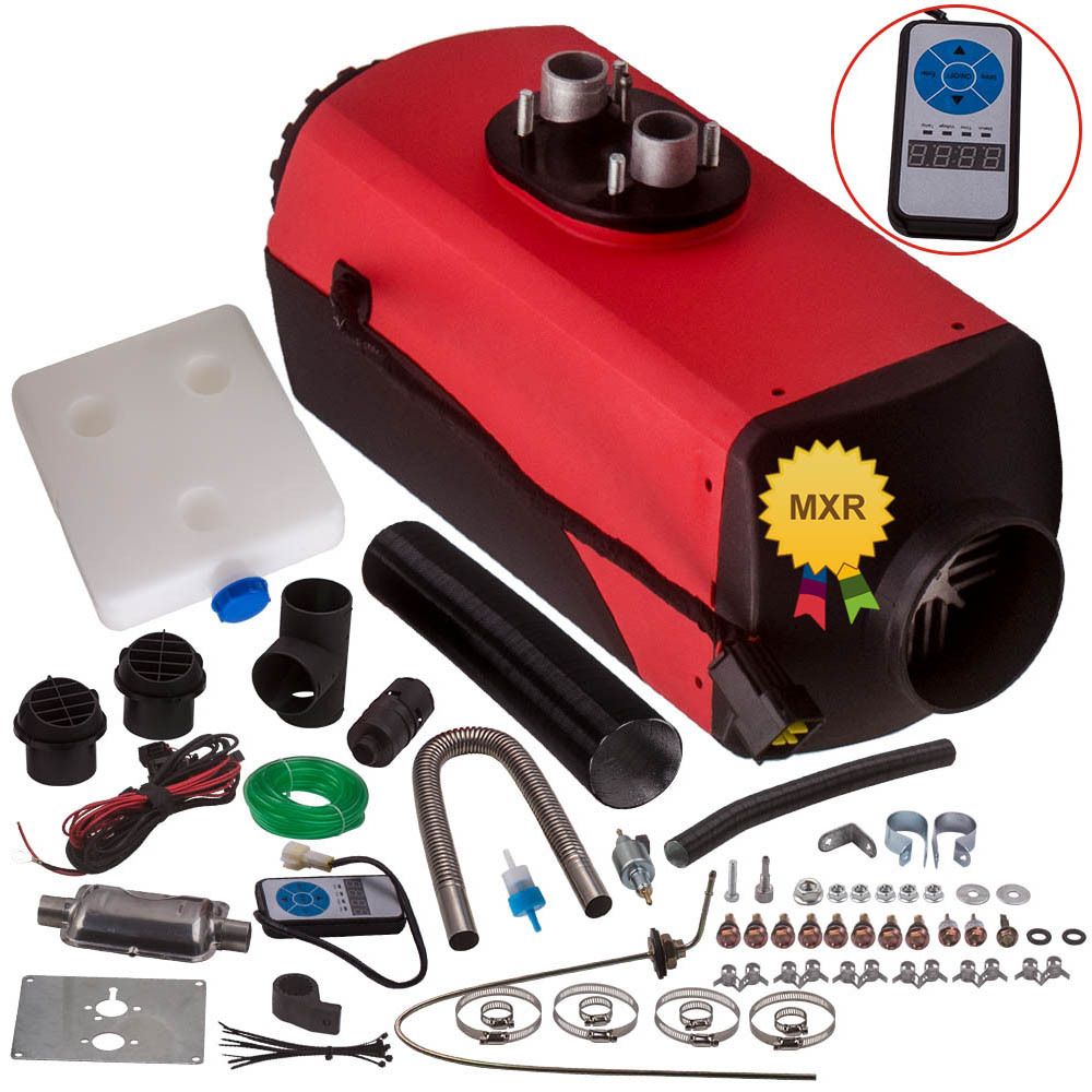 12V 5KW Calentador de aire diesel 10L Silenciador de tanque Fliter T-Piece Motor de interruptor digital