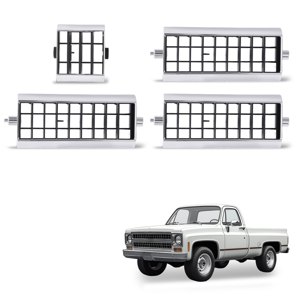 4Pcs A/C compatible for Vent Plate compatible for Chevy GMC Truck 1973-1980 3979751 Black ABS PC