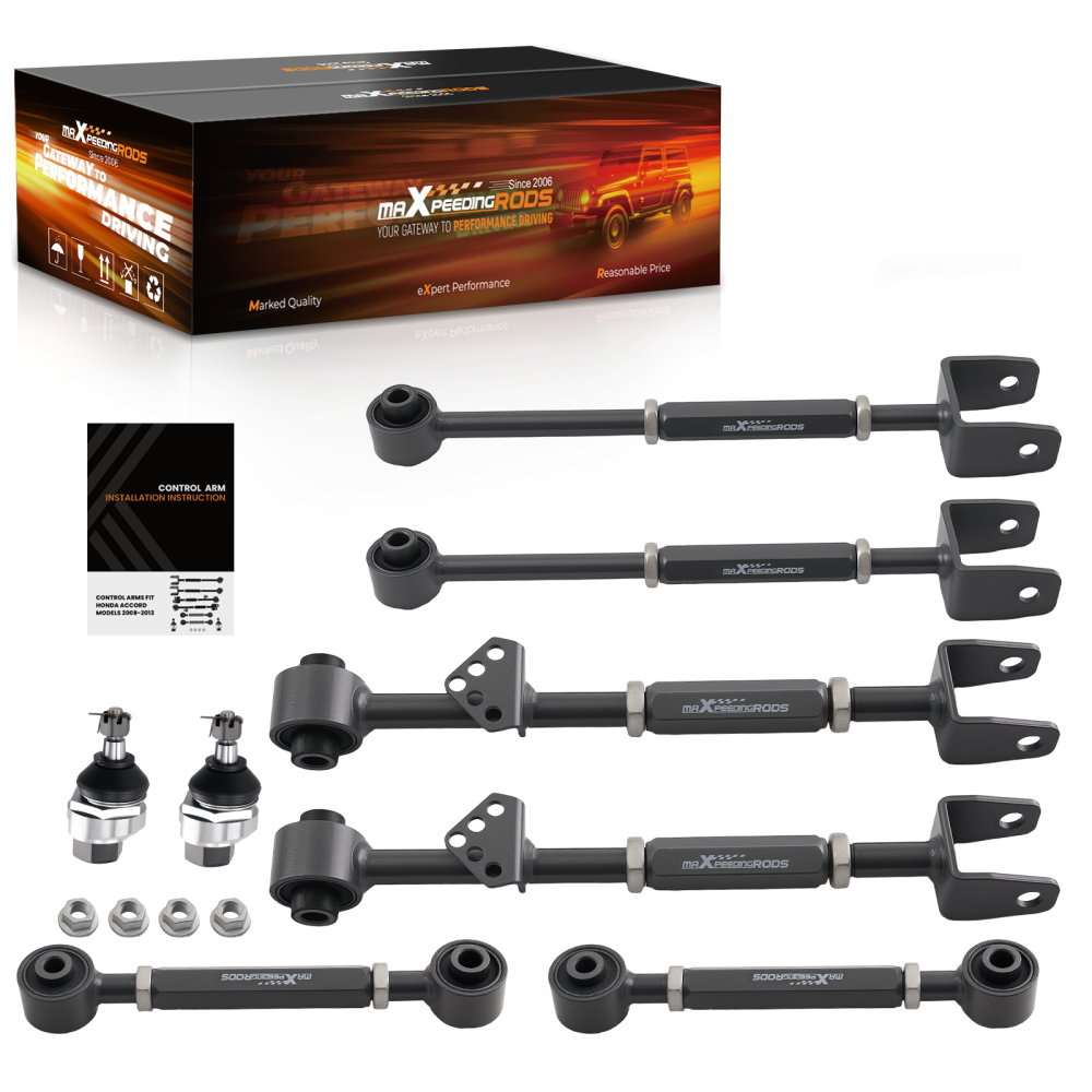 Rear Camber Control Arms Kit + Front Ball Joint for 2008-17 Accord 09-14 TL TSX