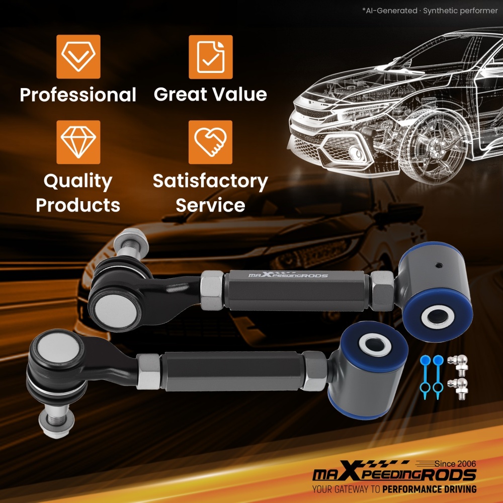 Rear Camber Arms Kit compatible for Acura TL 2004-2008 Left Right Poly Bushing Zerk Fitting