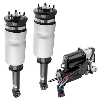 2x Front Air Suspension Shock Absorber + Compressor compatible for Land Rover LR3 LR4 05-09