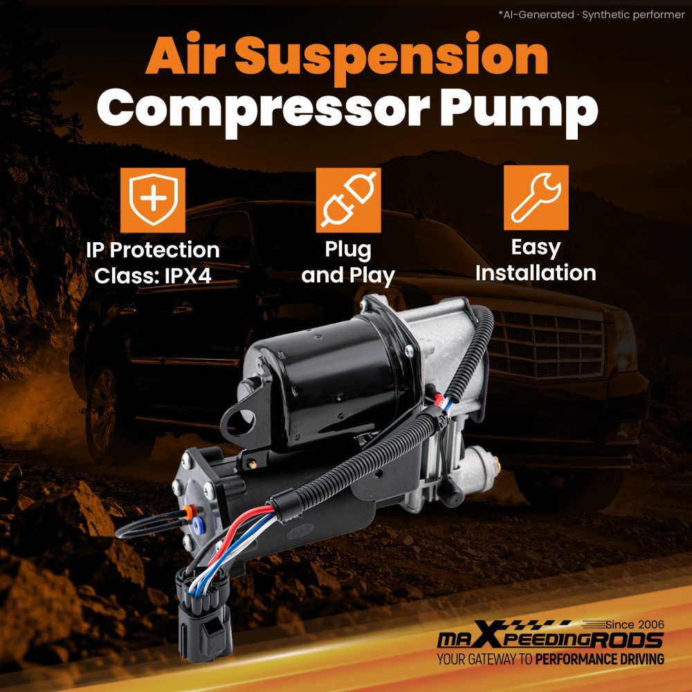 2x Front Air Suspension Shock Absorber + Compressor compatible for Land Rover LR3 LR4 05-09