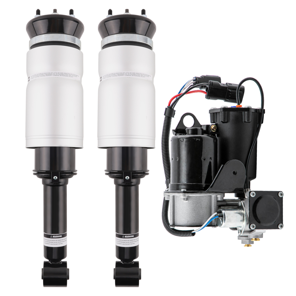 2x Front Air Suspension Shock Absorber + Compressor compatible for Land Rover LR3 LR4 05-09