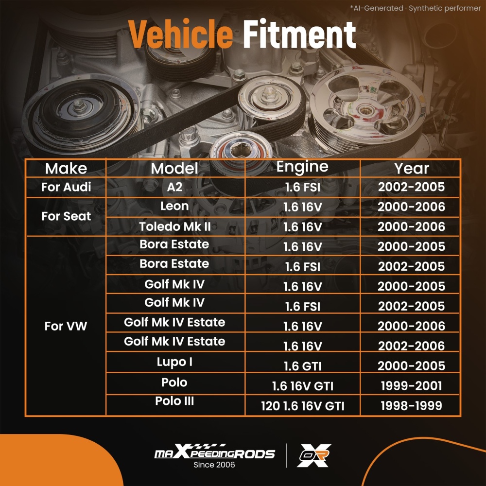 Timing Belt Kit compatible for VW GOLF Mk4, Mk5, PLUS 1.4 1.6 97 to 06 Set 036109119AG