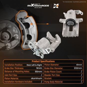 Pair Rear Brake Caliper compatible for VW BORA 1.4 1.6 1.8 1.9 2.0 2.3 compatible for AUDI A31.8 T 41mm