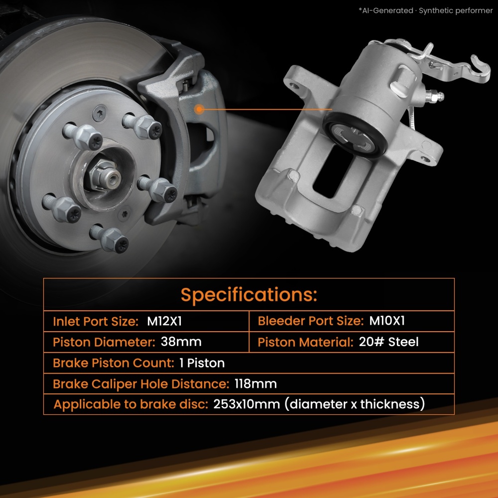 Rear RightLeft Brake Caliper compatible for VW Golf MK VI Beetle 5C1 1.2 1.4 1.6 1.8 2.0