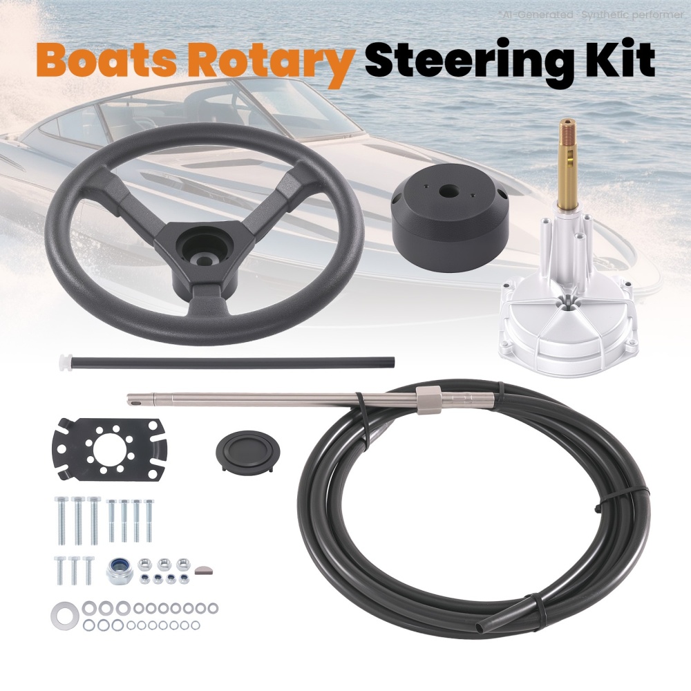 Outboard Rotary Steering System Kit for Boat Yacht Cable 12.4 Wheel Steering