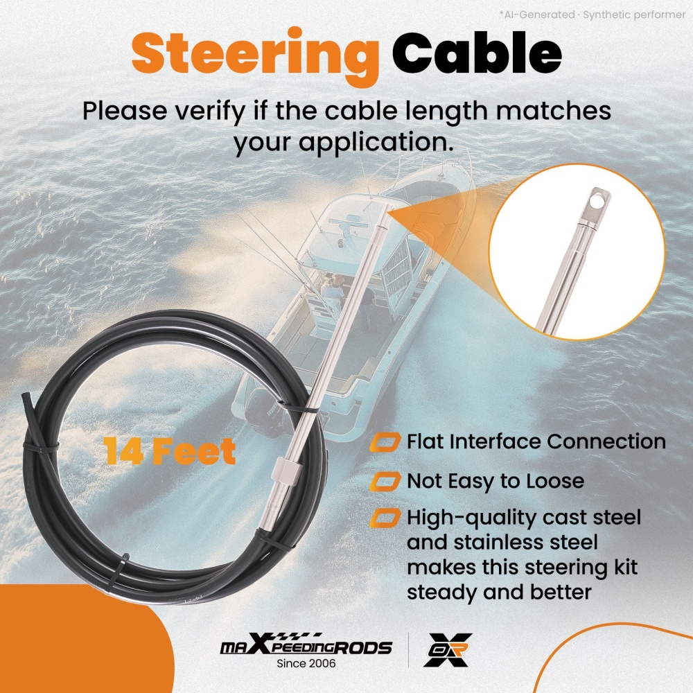 Outboard Rotary Steering System Kit for Boat Yacht Cable 12.4 Wheel Steering