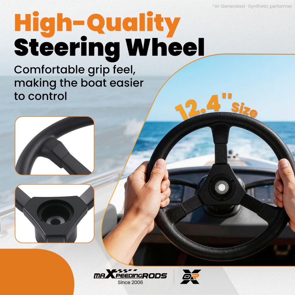 Outboard Rotary Steering System Kit for Boat Yacht Cable 12.4 Wheel Steering