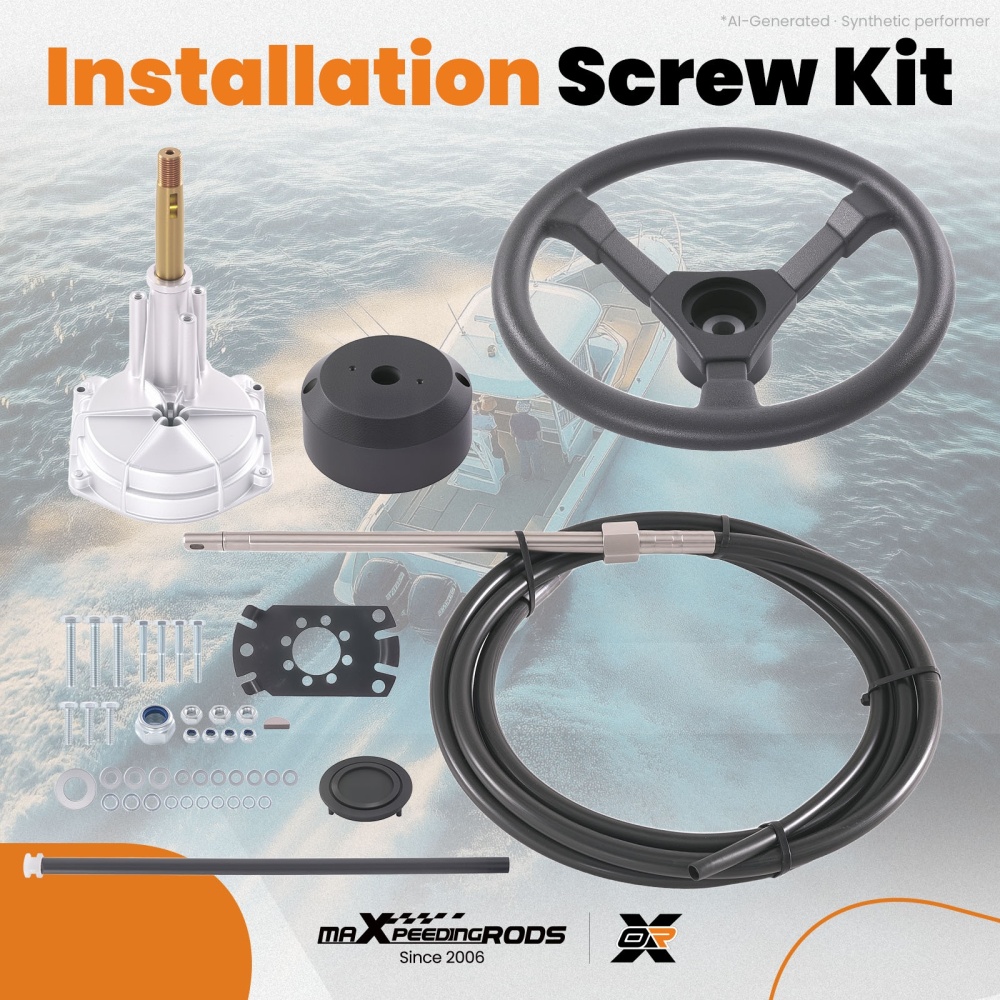Outboard Rotary Steering System Kit for Boat Yacht Cable 12.4 Wheel Steering