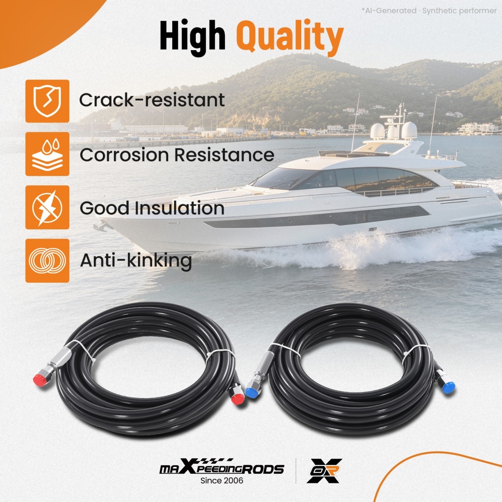 20FT Hydraulic Steering Hose Kit fits for Marine Engines up to 300HP Kit