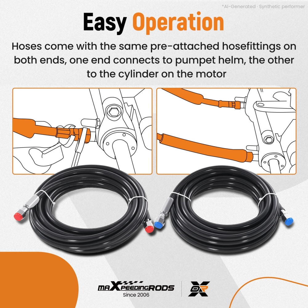 20FT Hydraulic Steering Hose Kit fits for Marine Engines up to 300HP Kit