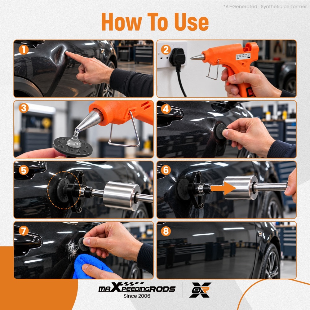 Auto Dent Remover Kit Bridge Puller T-Bar Hammer Glue Gun 18 Tabs Set