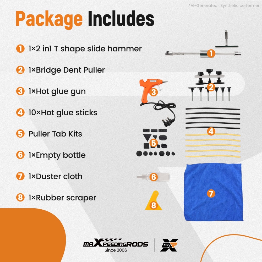 Auto Dent Remover Kit Bridge Puller T-Bar Hammer Glue Gun 18 Tabs Set