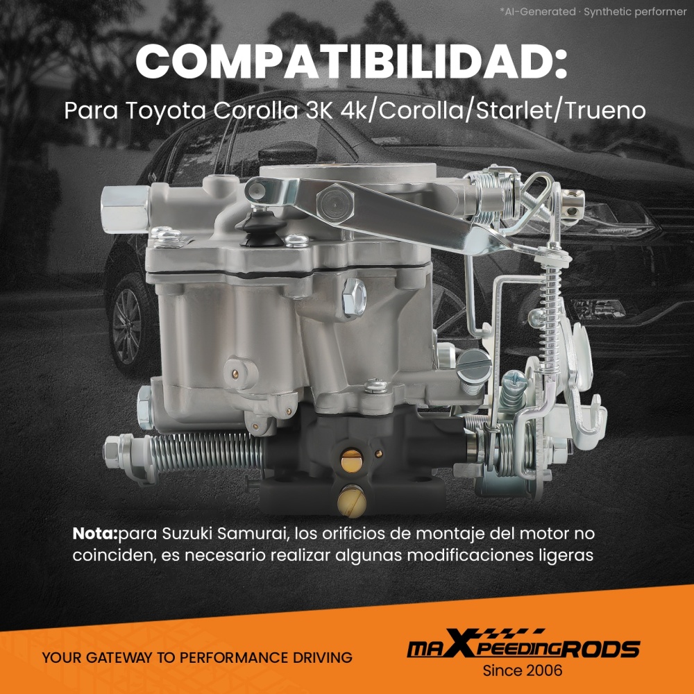 Carburador compatible para Toyota Carburador 3K 4K compatible para Corolla Lite Carretilla elevadora 21100-24034 / 35/45