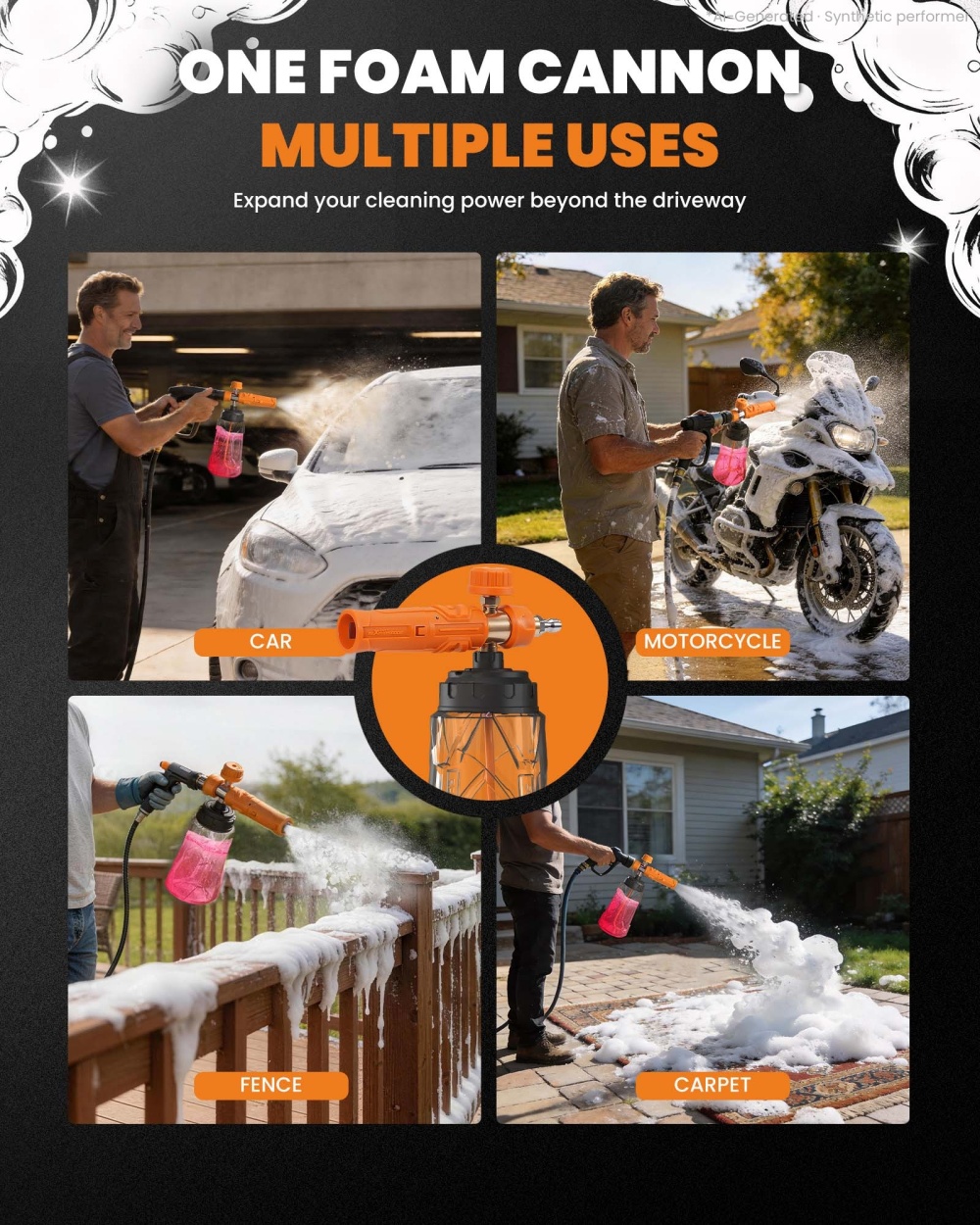 1L Pressure Washer Foam Cannon with Adjustable Nozzle Thick Snow Foam Lance