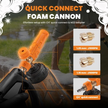 maXpeedingRods Wide Mouth Foam Cannon for Pressure Washer with 1/4 Quick Connect, 1.15/1.25mm Nozzle