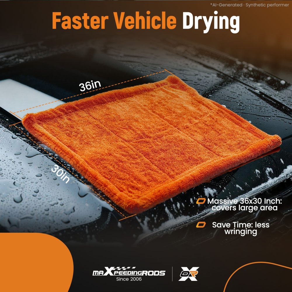 Heavy Duty Car Drying Towel 36x30 Microfiber Cleaning Cloth 1200GSM Drying Rag