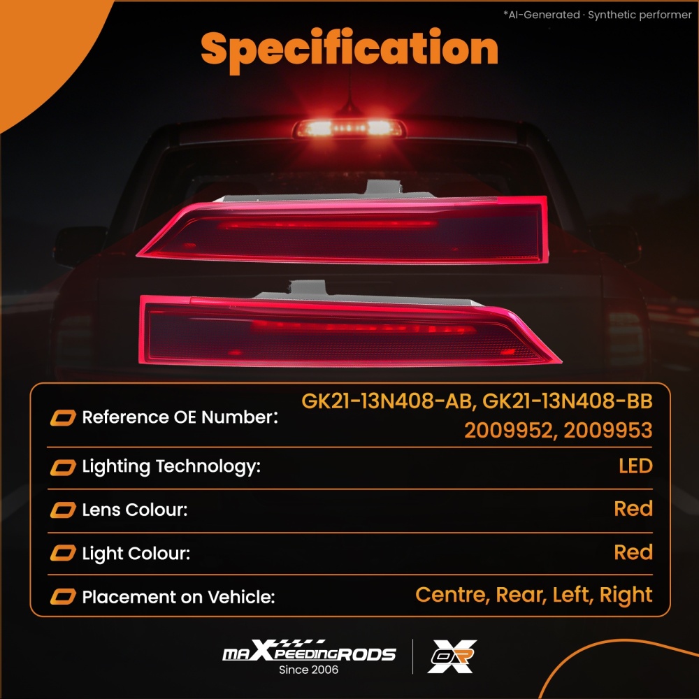Red Lens High Level 3rd LED Brake Light compatible for Ford Transit Custom Barn Door 2012+