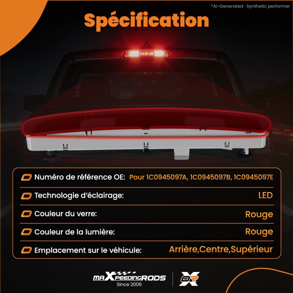 3ème Feu de Freinage LED Arrière compatible pour VW Beetle 1998-2010 1C0945097B