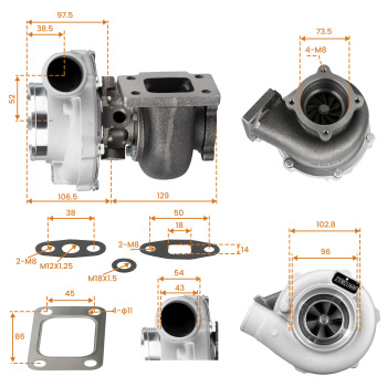 Water + Oil GT30 GT3076 GT3037 Turbocompressore Turbocharger Turbolader compatibile per Audi