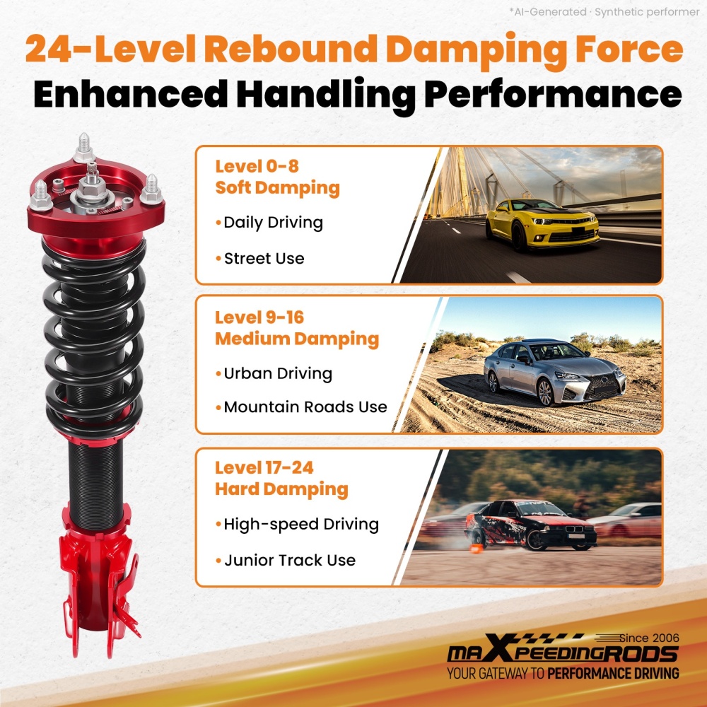 Front 24 Way Damping Coilovers Suspension Lowering Kit compatible for Honda Civic 06-11