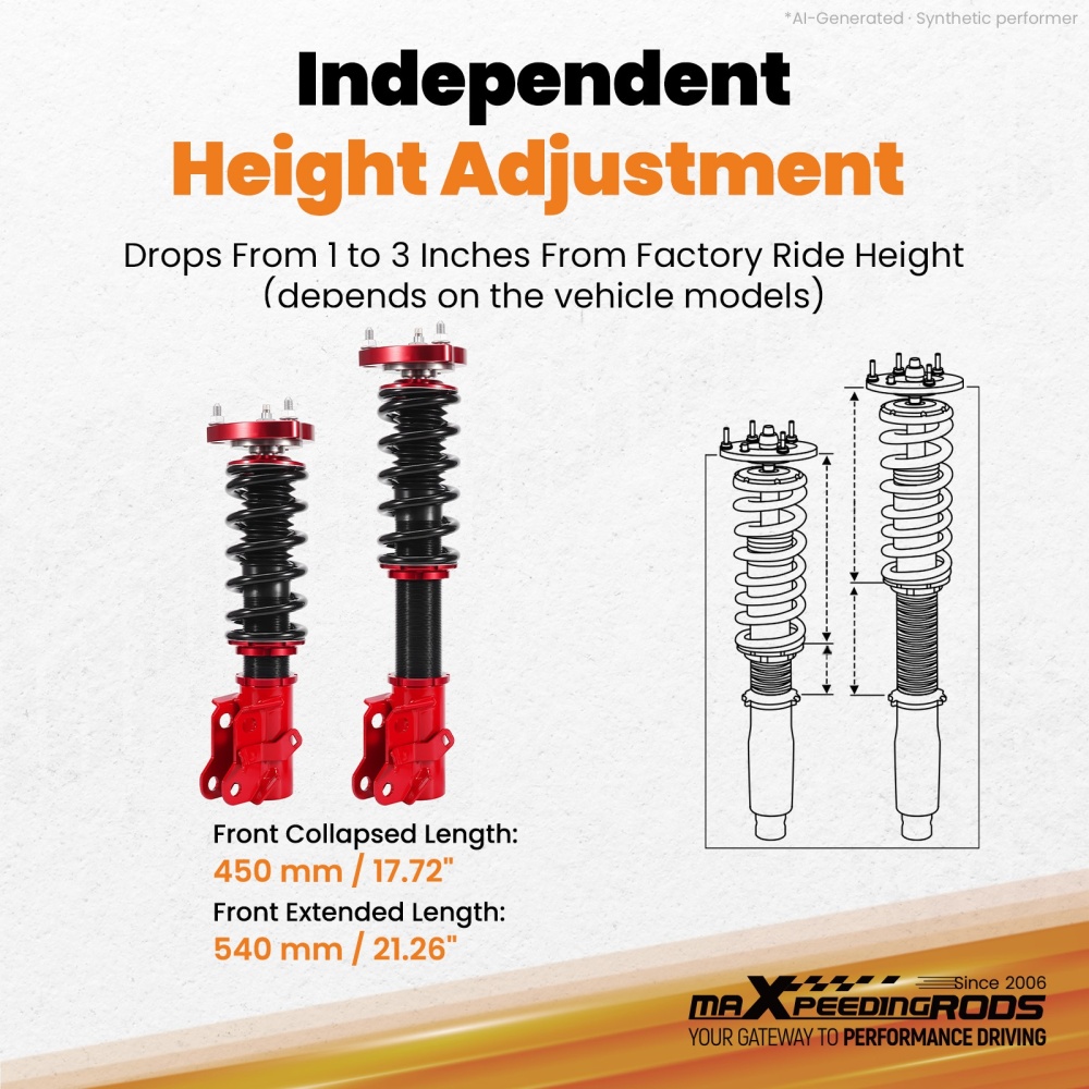 Front 24 Way Damping Coilovers Suspension Lowering Kit compatible for Honda Civic 06-11