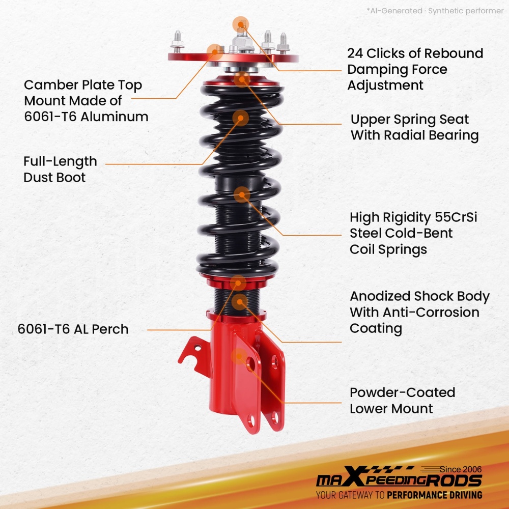 MaXpeedingrods 24 Step Coilovers Lowering Kit compatible for Subaru Impreza WRX Sedan 08-14
