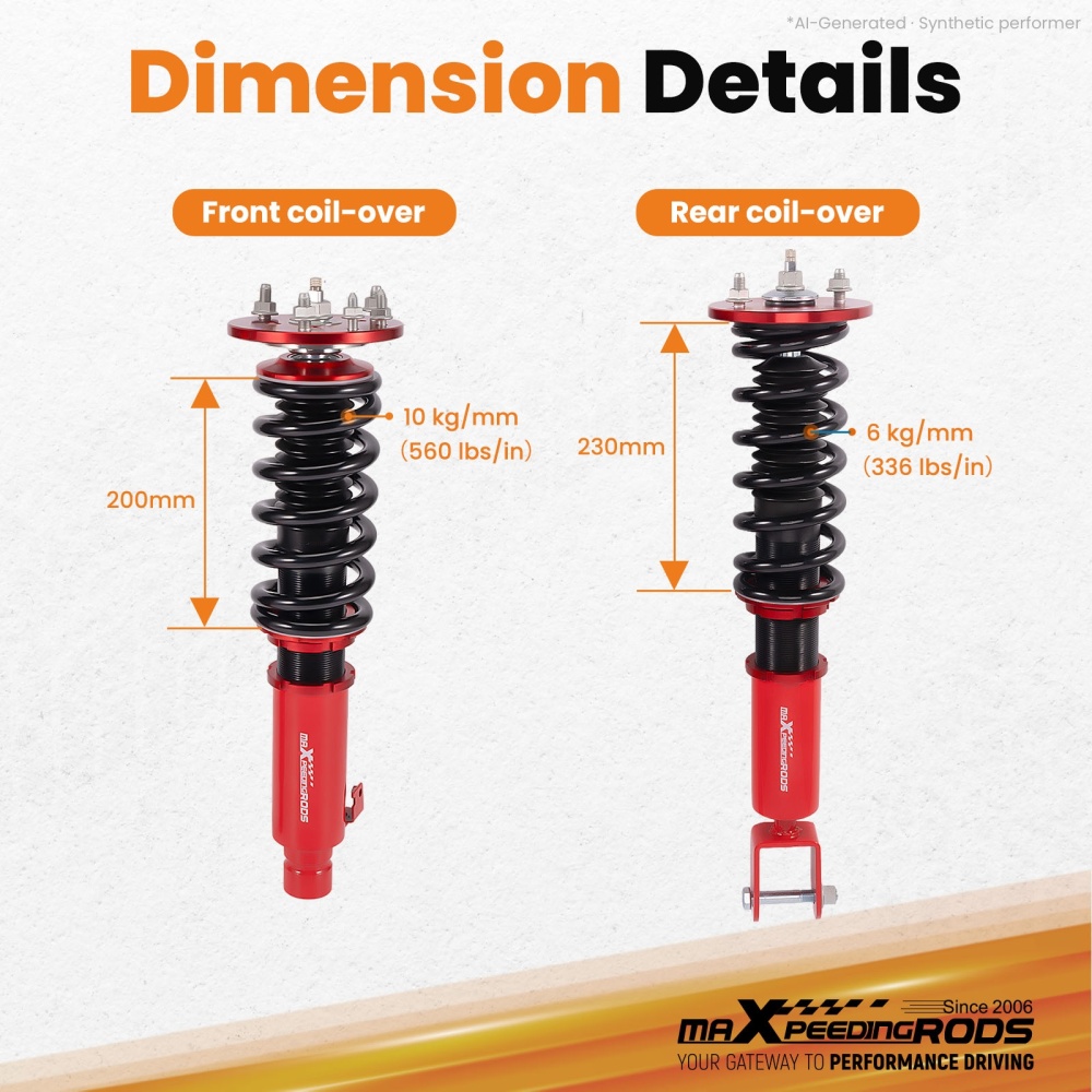 Maxpeedingrods Coilover Lowering Kit Adjustable Damper compatible for ACURA TL 09-14