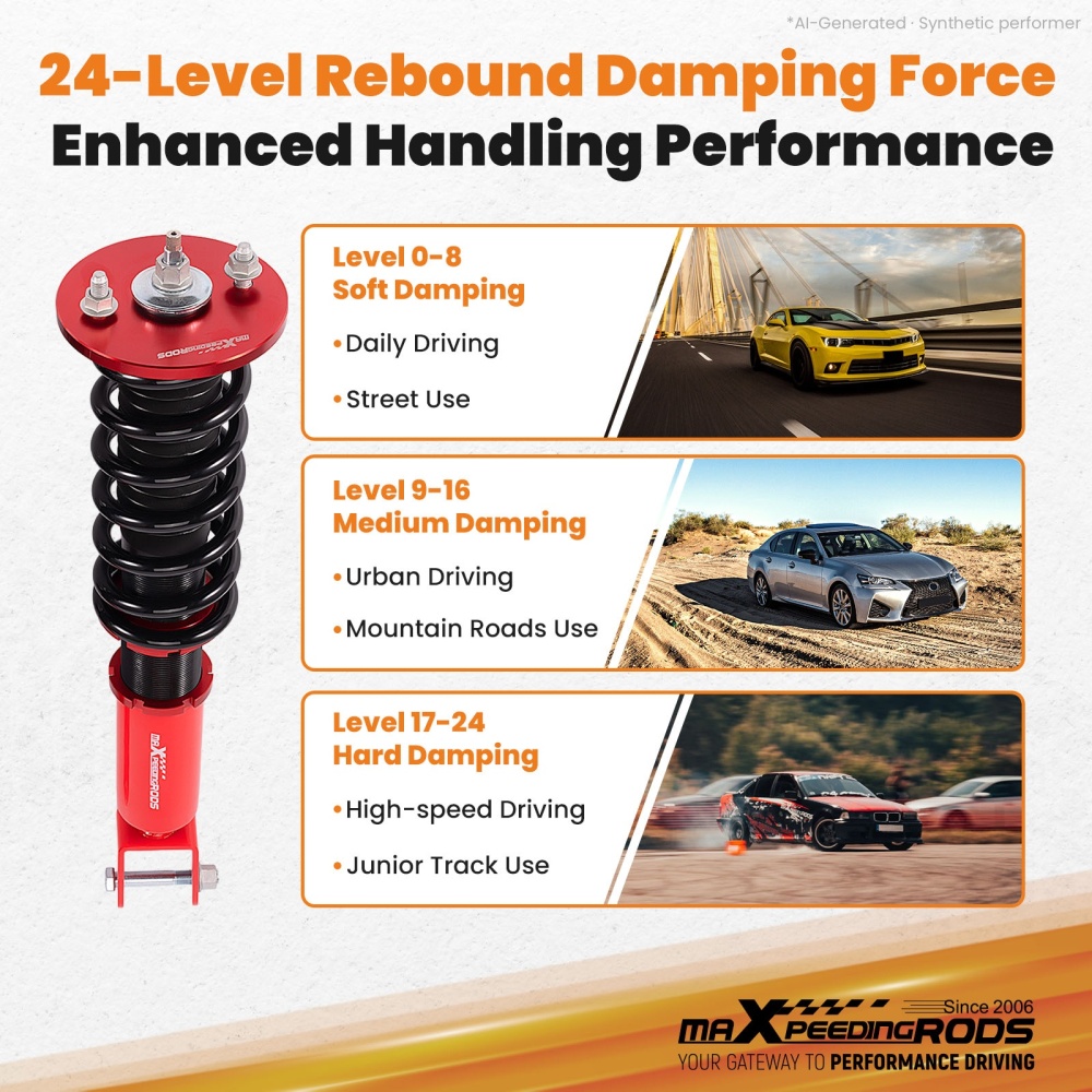 Maxpeedingrods Coilover Lowering Kit Adjustable Damper compatible for ACURA TL 09-14