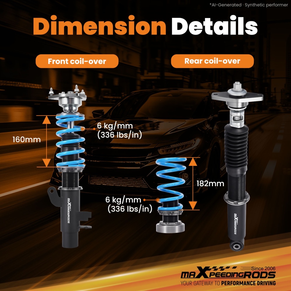 T6 Coilovers Upgrade kit compatible for Ford Focus 2013-2018 LW LZ Hatchback 2.0 ST ST215