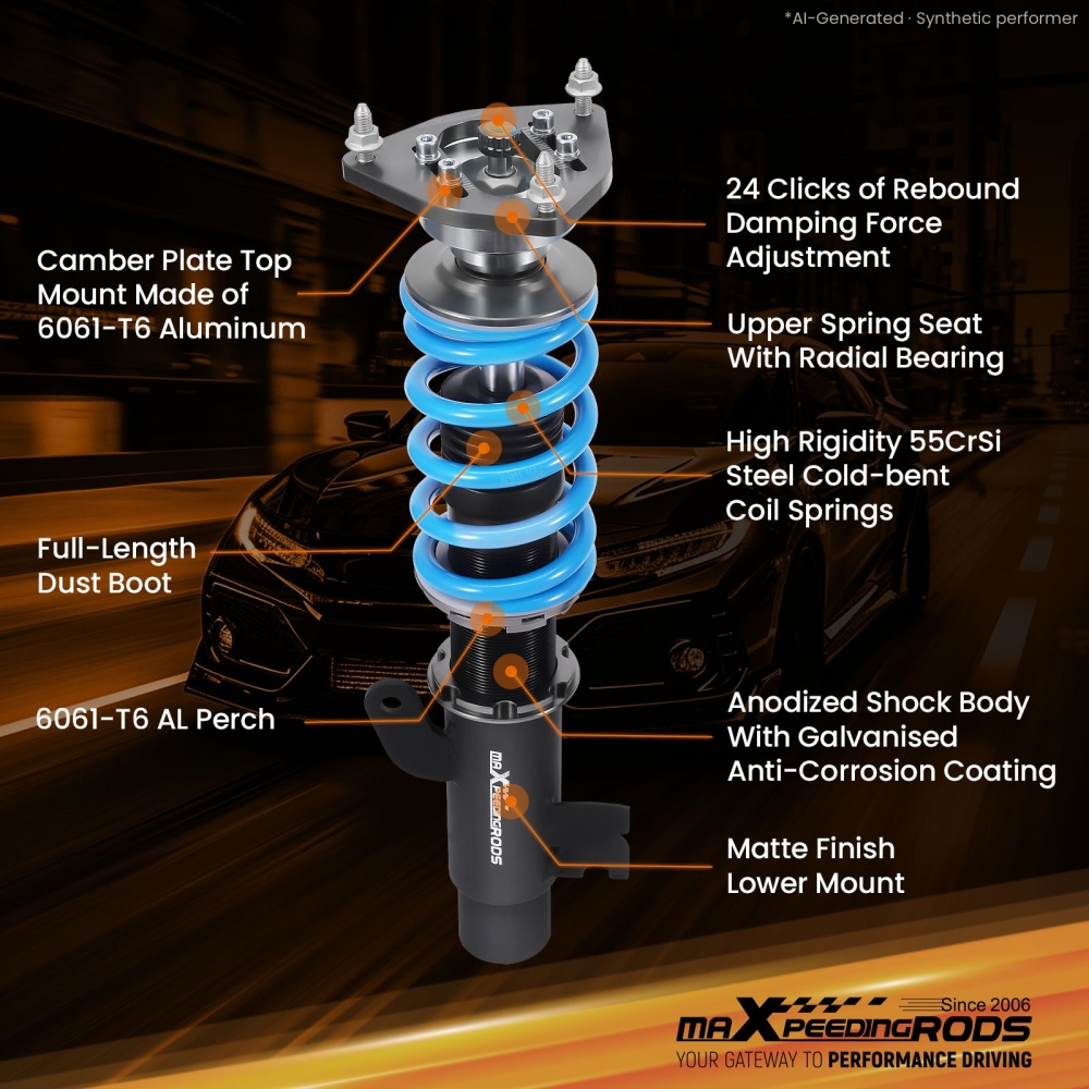 T6 Coilovers Upgrade kit compatible for Ford Focus 2013-2018 LW LZ Hatchback 2.0 ST ST215