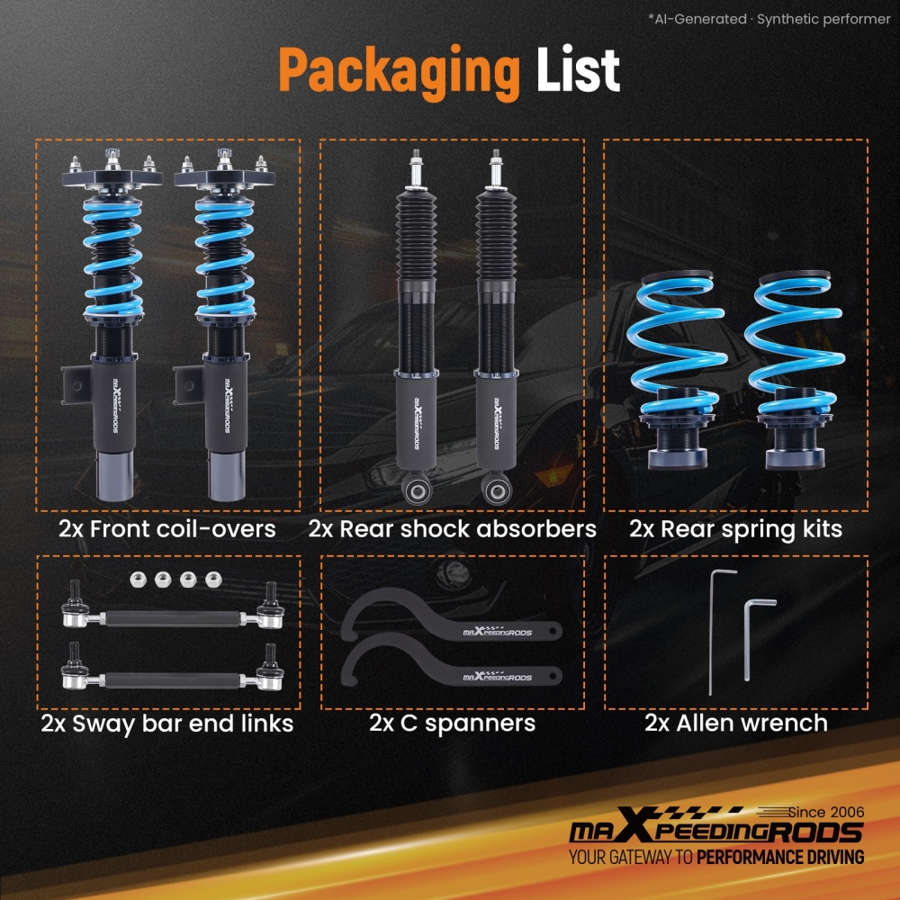 Coilover Suspension Kit compatible for VW Golf MK5 MK6 Jetta 2003-2019 24-Way Adjustable