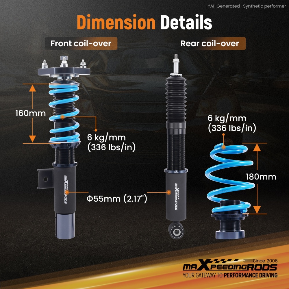 Coilover Suspension Kit compatible for VW Golf MK5 MK6 Jetta 2003-2019 24-Way Adjustable
