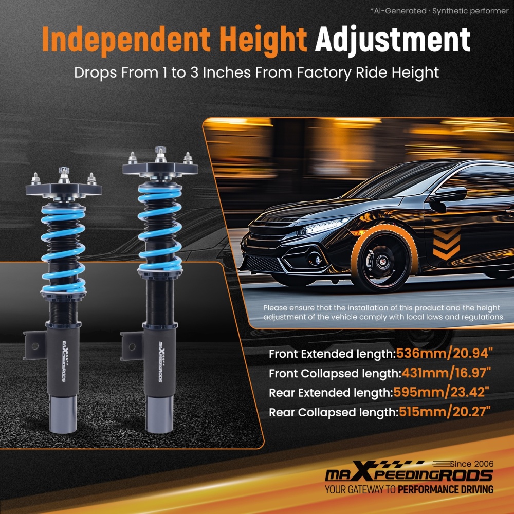 Coilover Suspension Kit compatible for VW Golf MK5 MK6 Jetta 2003-2019 24-Way Adjustable