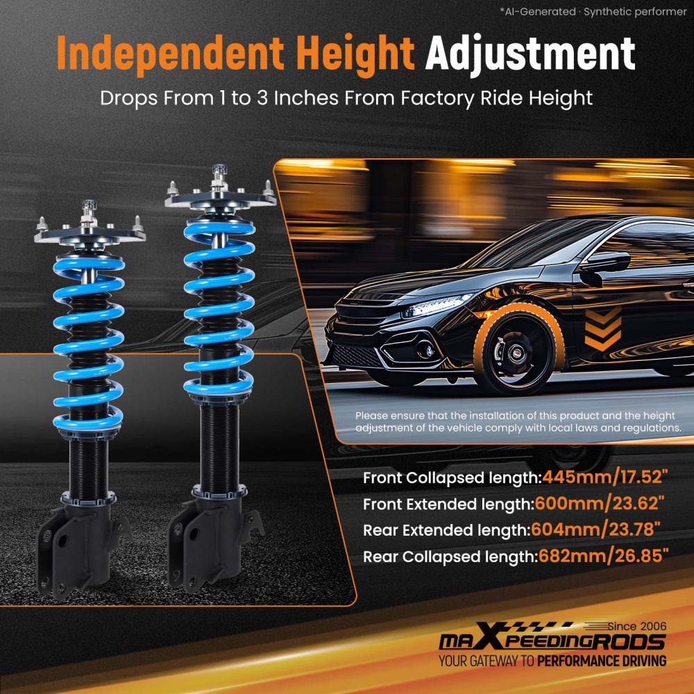 MaXpeedingrods 24 Way Adj. Coilovers Lowering Kit compatible for SUBARU OUTBACK BL/BP 03-09