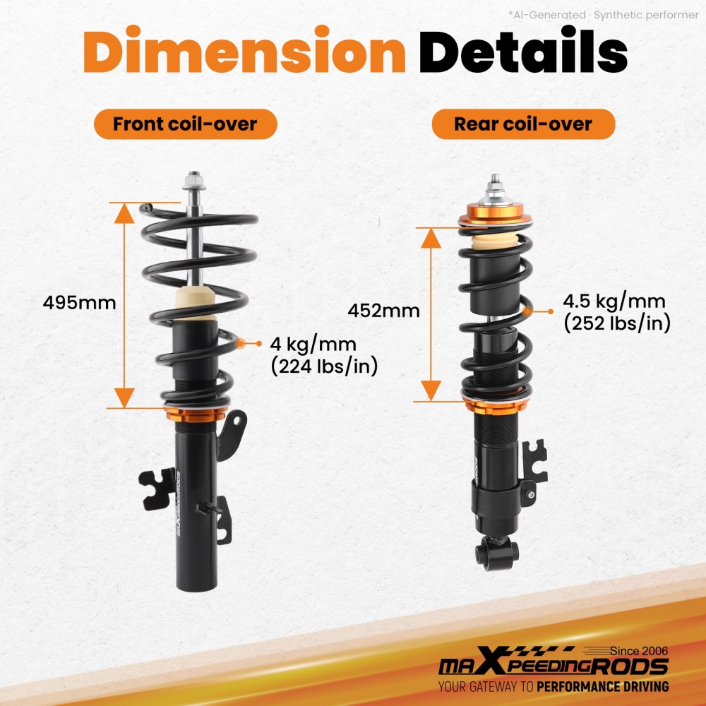Coilovers Height Adjsustable compatible for MINI COOPER R50, R53 2002-2006