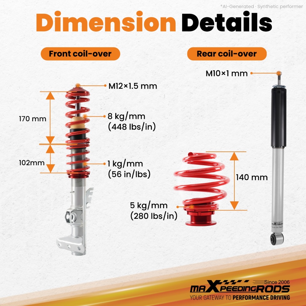 Coilovers compatible for BMW E36 3-series Compact 316i 318tds Adjustable Suspension