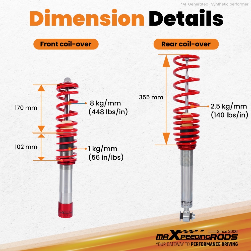 Compatible for Bmw e39 5 Series Sedan530D (1995-2003) Coilovers Shock Sruts Kit  Lowering Kit