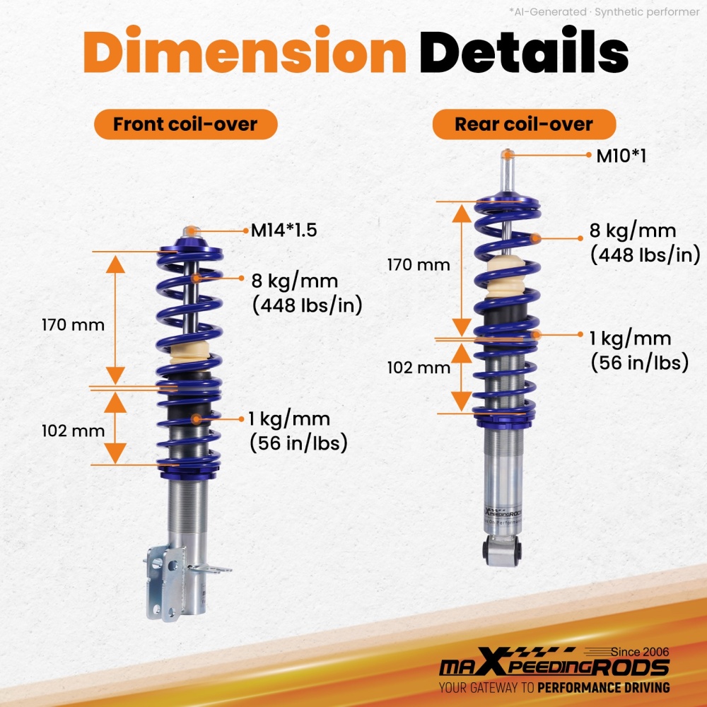 Coilover Kit Coilovers compatible for VW Rabbit compatible for Golf Mk1 Lowering Struts Shock Absorber