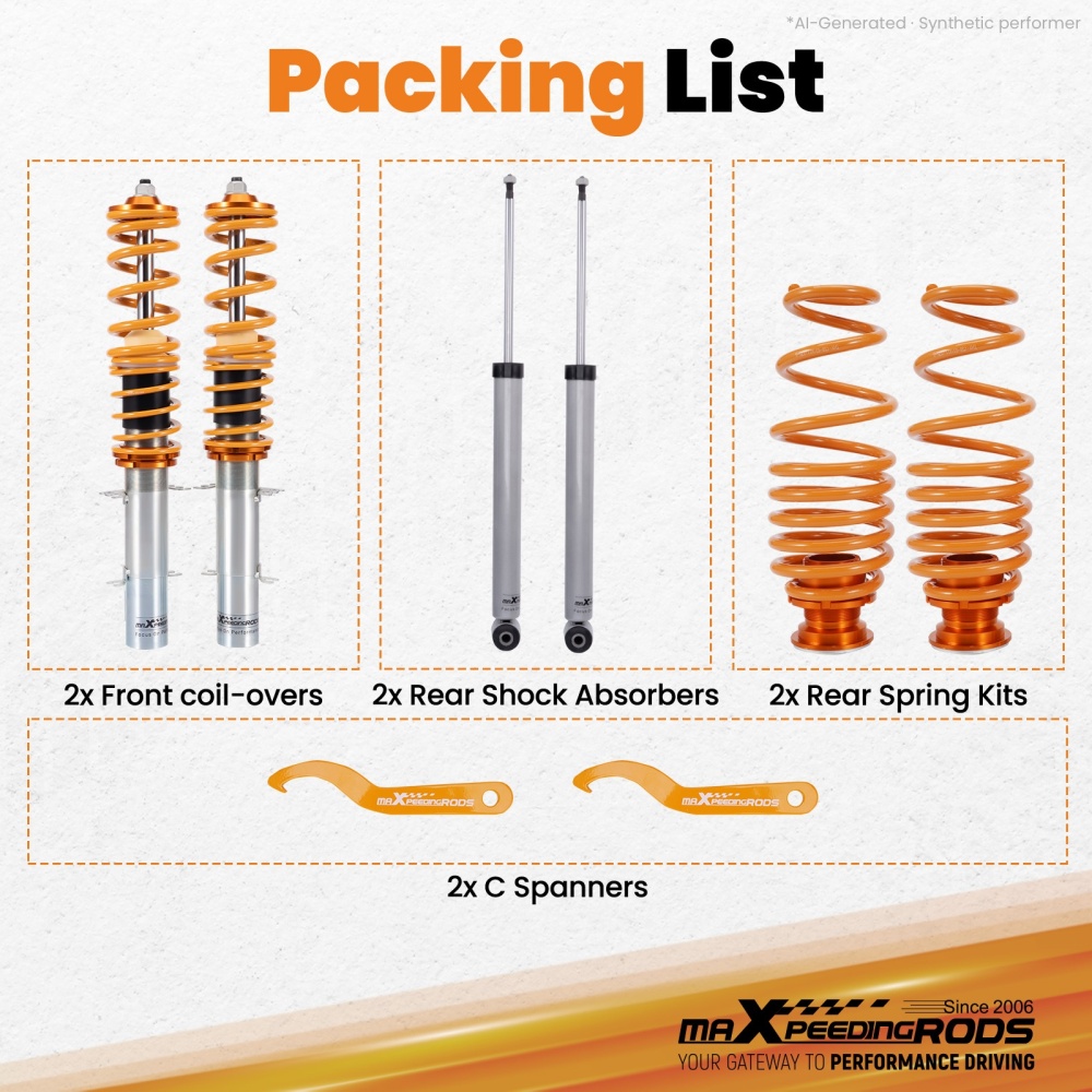 Coilovers Suspension Kit compatible for VW Golf Mk4 (1J) 2WD Inc GTi Shock Spring