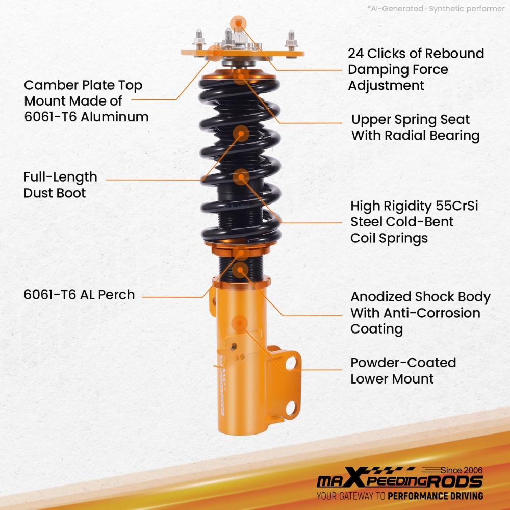 Adjustable Coilovers compatible for Toyota Corolla (E140) AZE141L XRS 2009-2010 Coil Over Spring Shock Absorbers Struts Golden Lowering Kit
