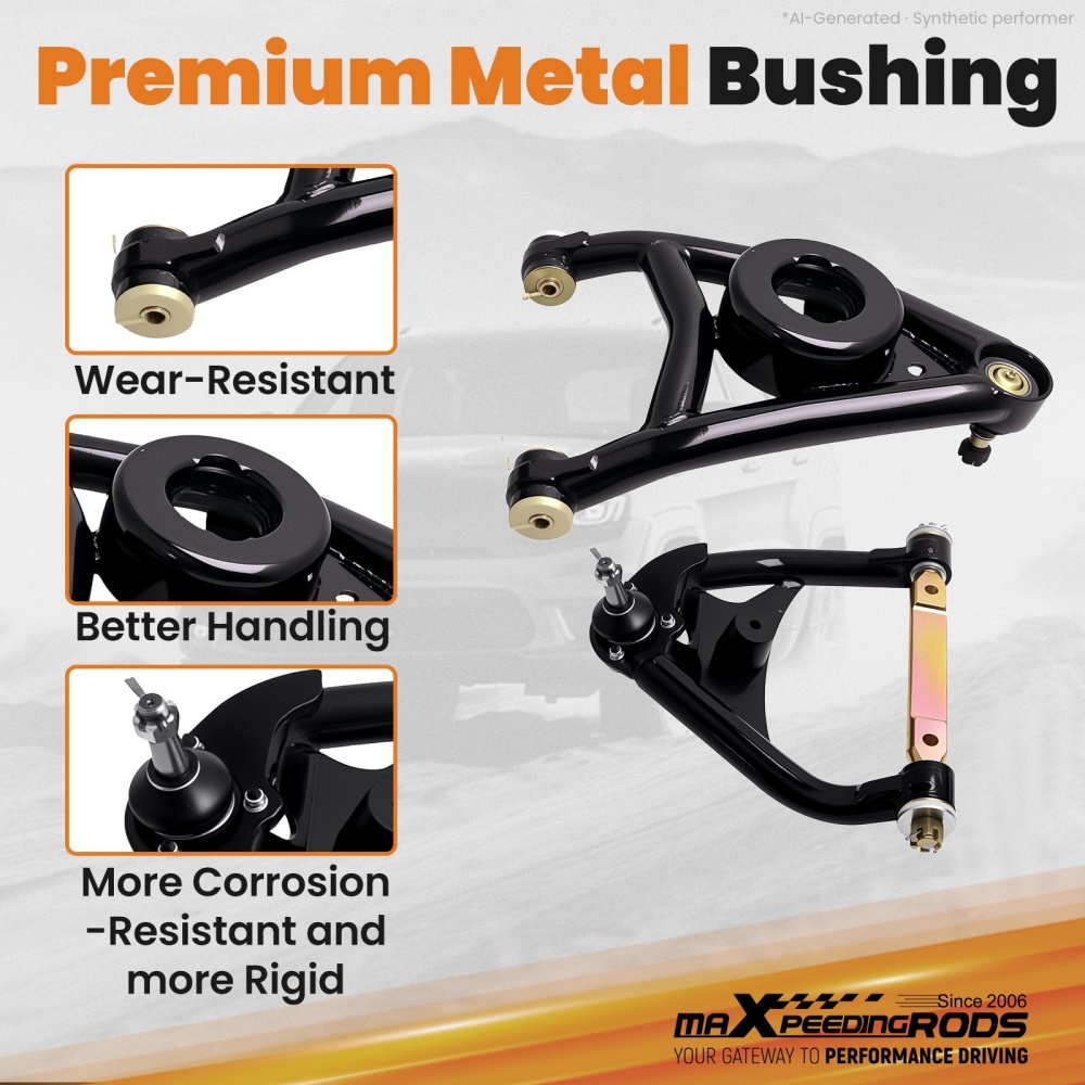 Tubular Heavy Duty Upper Suspension Control Arms Rubber Set compatible for Chevy Chevelle